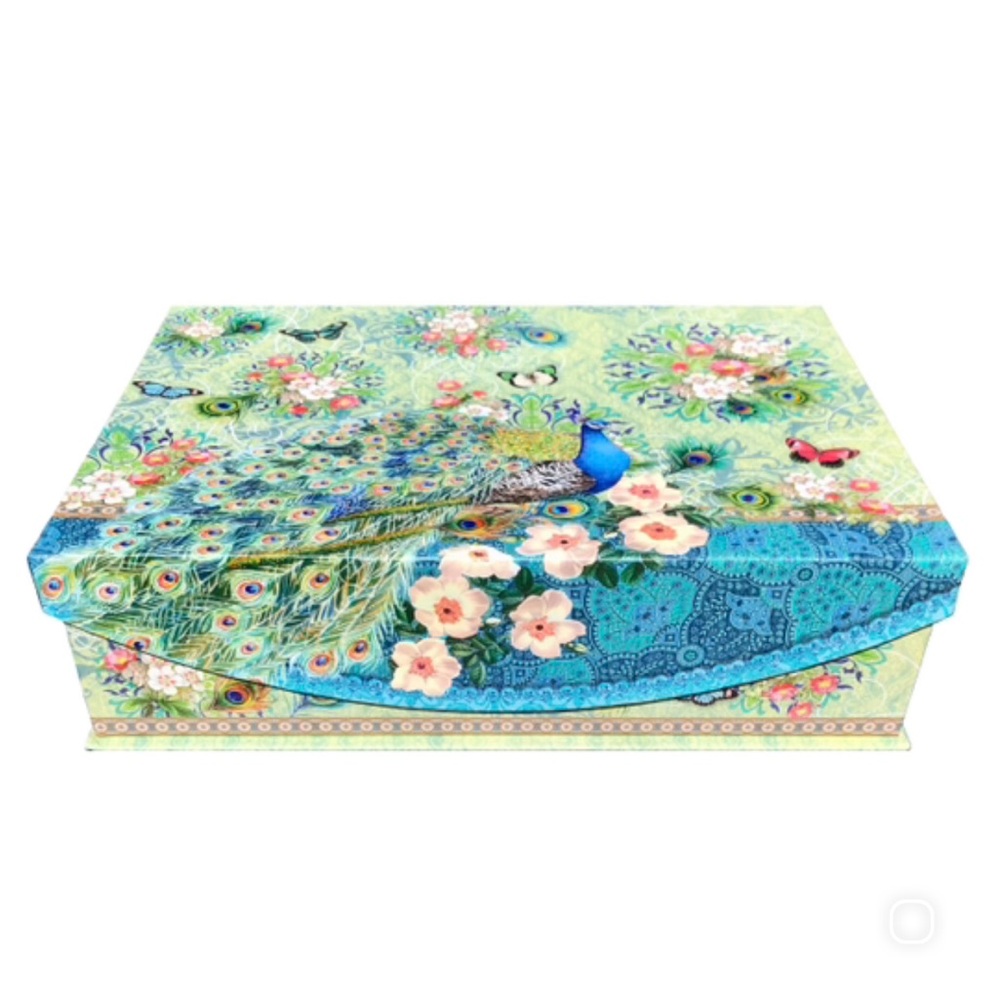 Punch Studio Cherry Blossom Peacock Decorative Flip Top Nesting Box (94811), Lg - Picture 3 of 9